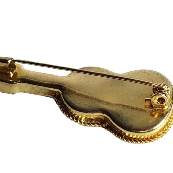 Vintage Italian Micro Mosaic Millefiori Glass Guitar Brooch Pin Flower - Picture 12 of 14